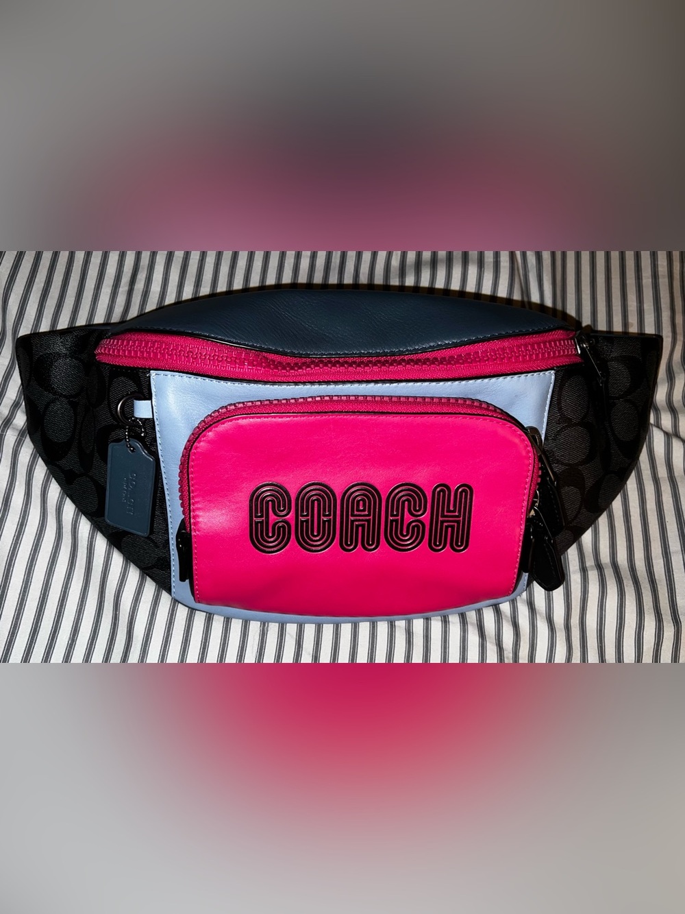 Coach Colorblock Pink and Navy Crossbody Bag